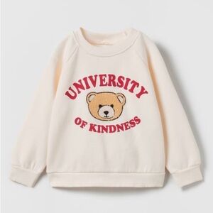 Kids Cream Sweatshirt with Bear Design